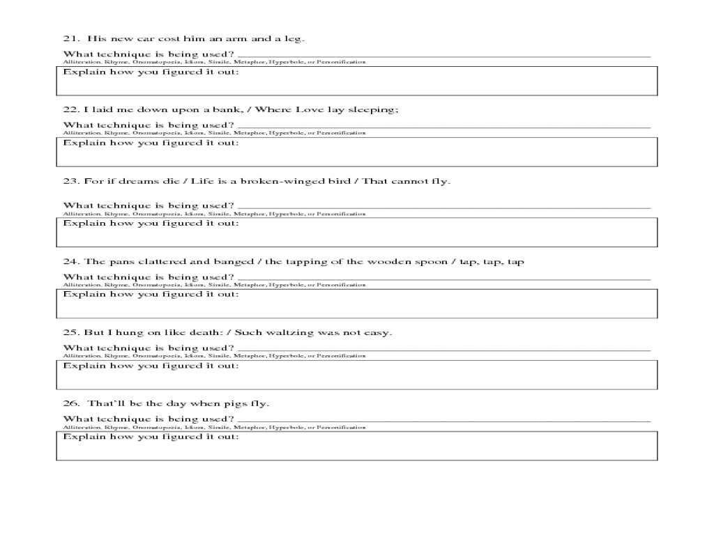 Poetic devices worksheet 1 answer key