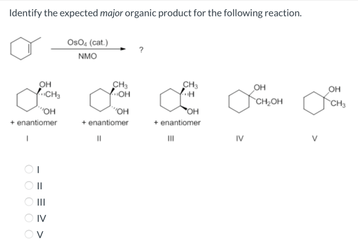 What is the expected major product of the reaction shown